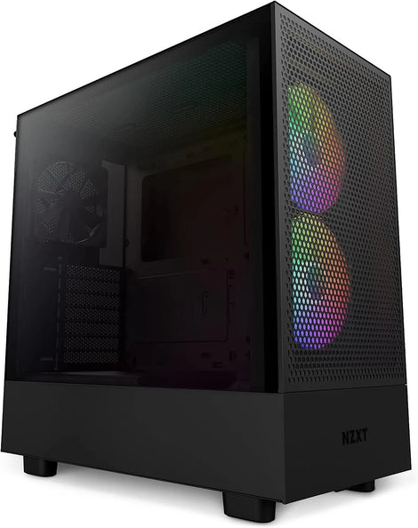 NZXT H5 Flow RGB ATX Mid Tower Case Black (2x 140mm RGB Fans + 2x 120mm Non RGB Fans Included) - Anigma